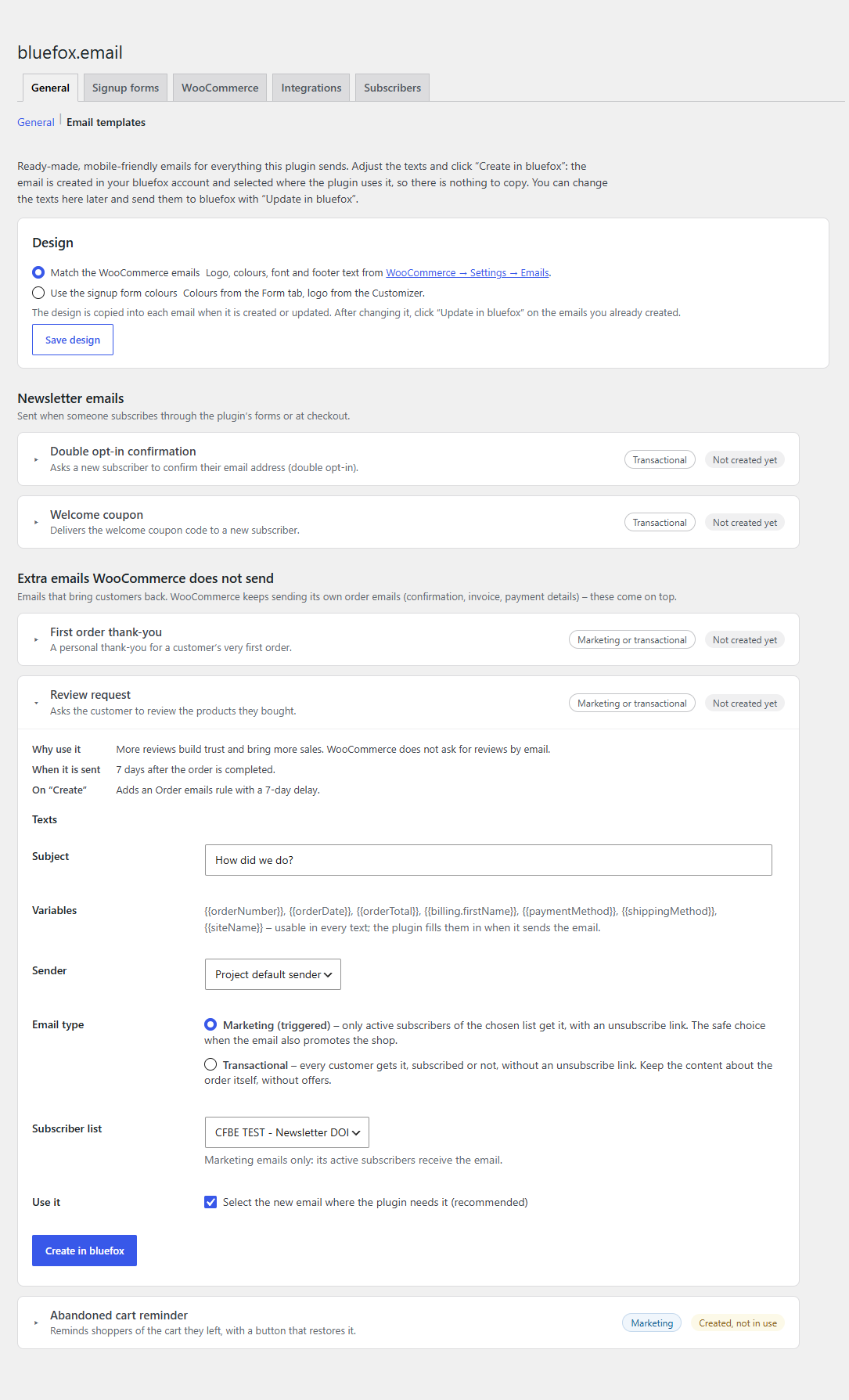 Email templates