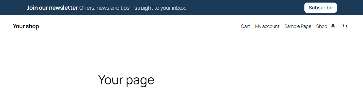 style="bar": slim promo bar at the top of the page