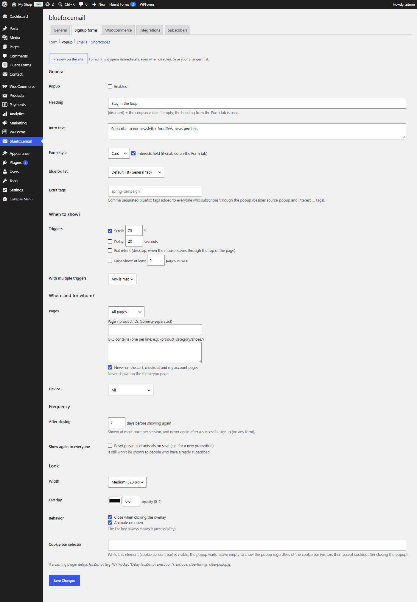 Popup tab